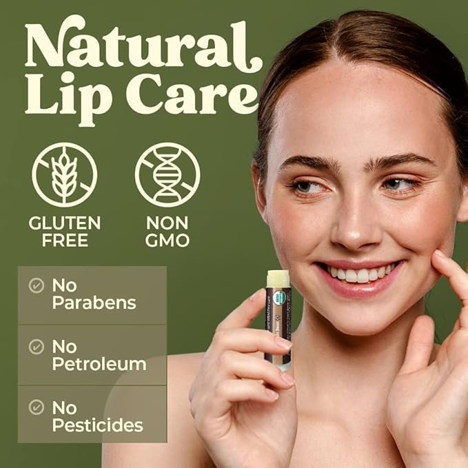 2 USDA Organic Lip Balm 4-Pack by Earth's Daughter - Vanilla Flavor, Beeswax, Coconut Oil, Vitamin E - Best Lip Repair Chapstick for Dry Cracked Lips.