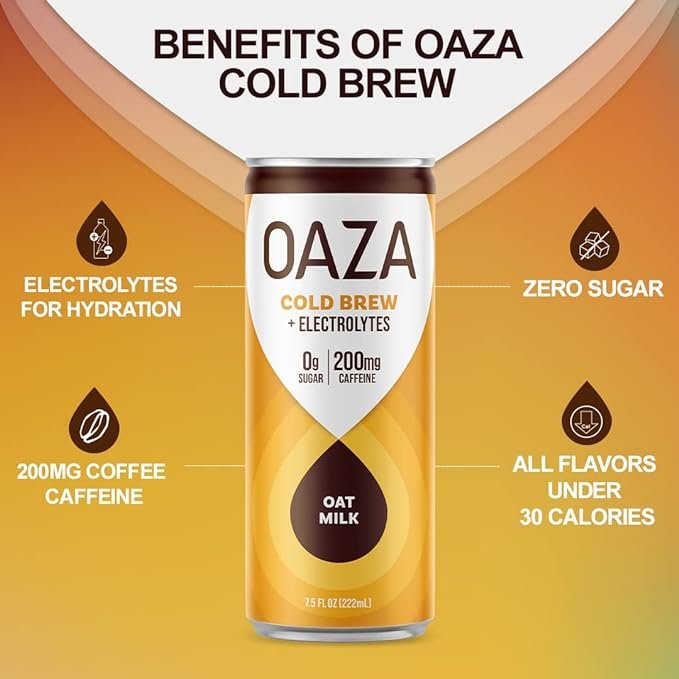 1 Oaza Oat Milk Cold Brew Coffee + Electrolytes - Deliciously Sweetened Without Sugar