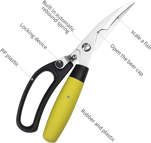 3 Three-Pack Stainless Steel Kitchen Scissors, Versatile Utility Shears for Cutting Meat, Poultry, Fish, Vegetables, and BBQ