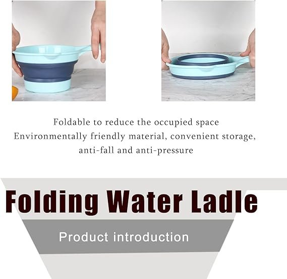 4 2 Pcs Folding Water Ladle - Collapsible Kitchen Water Scoop Cup material Portable Space Saving Water Ladle for Bath Hair Washing Plastic Collapsible Bath Ladle for Kitchen Bathroom Outdoor