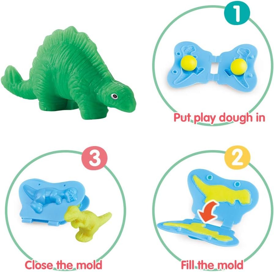 2 Color Dough Toys Dinosaur World Dough Set Creations Tools for Kid Play with Animals