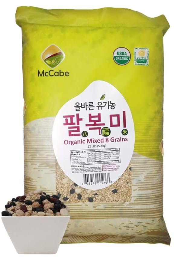 3 McCabe Organic 8 Mixed Grain - Organic Whole Mixed Grains Rice Mix 12Lbs | Rich with Fiber & Minerals | USDA and CCOF Certified | Product of USA