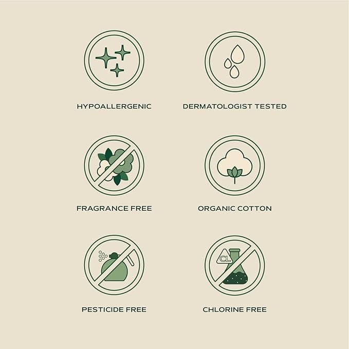 4 Organic Cotton Rounds for Face - Vegan & Organic Cotton Pads for Face - Cotton Rounds Makeup Remover Pads, Biodegradable Cotton Rounds, Skin-Friendly Rounds, Hempress Hygienics (180 Count)