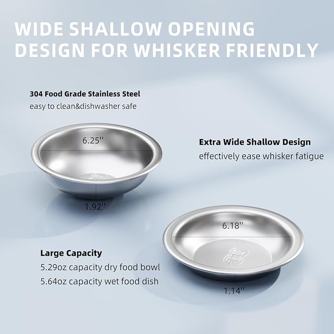 2 LINSHANMIN Tilted Cat Food Bowls, Cat Feeding Bowls Whisker Friendly, Raised Cat Bowls for Indoor Cats, Slanted Flat Plastic Feeder Elevated Angled Design, 3 in 1 Combined Cat Food Bowls(Yellow)