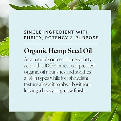 3 Sky Organics Organic Hemp Seed Oil for Face, 100% Pure & Cold-Pressed USDA Certified Organic to Nourish, Soothe & Strengthen, 8 fl. Oz.