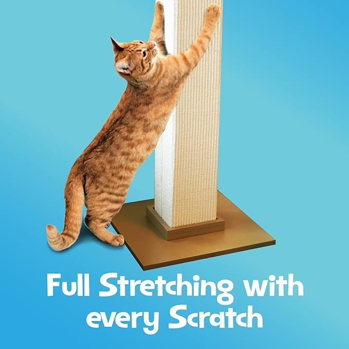 1 SmartCat Ultimate Scratching Post – Beige, Large 32 Inch Tower - Sisal Fiber, Simple Design - For All Cats