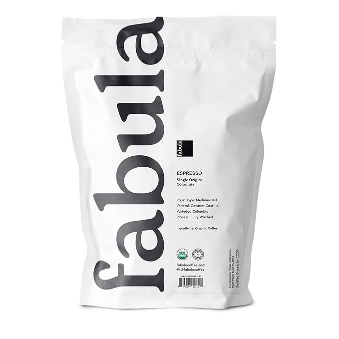 2 Fabula Low Acid Coffee Beans Whole, Organic Espresso Coffee - Non-GMO - No Molds - Mycotoxins Pesticides Free - Single Origin Coffee - 12 Oz