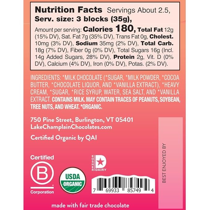 1 Lake Champlain Organic Milk Chocolate Caramel Filled Candy Bar, 3.25 Ounces