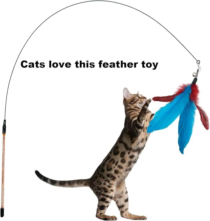 3 Cat Feather Toy Refill Cat Feathers Wand Replacement, 10 PCS Feather Cat Toy Refills, Interaction Feather Cat Toys for Indoor Cats