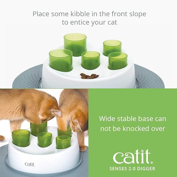 2 Catit Senses 2.0 Digger Interactive Slow Feeder - Turn Mealtime into Play Time