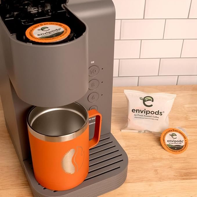 3 Fresh Roasted Coffee, Organic Donut Shop Compostable Envipods, Medium Roast, Kosher | 36 Count Individually Wrapped for Keurig K Cup Brewers | Not for use in Ninja or Hamilton Beach Brewers