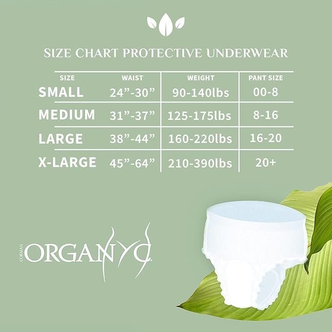 4 Organyc Bladder Control Underwear for Women - X-Large, 12 Count, Organic Cotton, No Leaks, No Odor, No Irritation