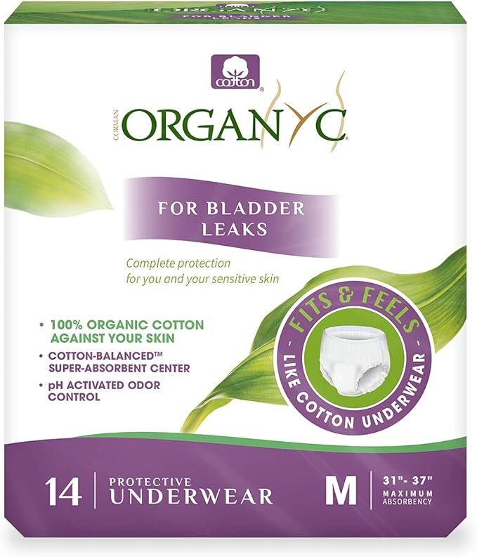 1 Organyc Bladder Control Underwear for Women - Organic Cotton Protective Underwear for Incontinence, Leak Protection, Odor Protection and Sensitive Skin, Medium, 56 Count
