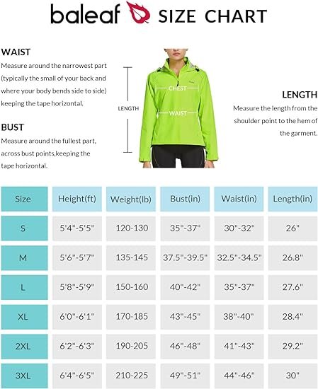 4 BALEAF Women's Running Rain Jackets Waterproof Windbreaker Windproof Lightweight Cycling Jackets Reflective Packable Hooded