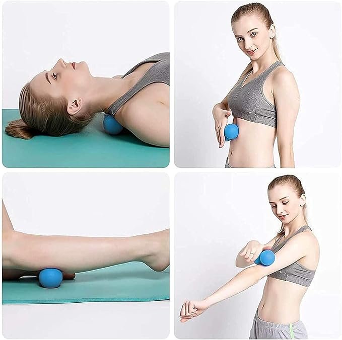 2 WOVTE Massage Lacrosse Ball for Myofascial Release, Foot, Back, Trigger Point Treatment Ball, Muscle Knot, Yoga Therapy (Blue)