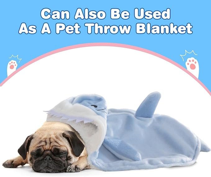3 BALAPET Cat Shark Costume for Cats and Small Dogs, Winter Warm Velvet Pet Cloak Cape for Hairless Cat Shorthair Chihuahua, Fluffy Cat Clothes for Holiday Party Pet Photos