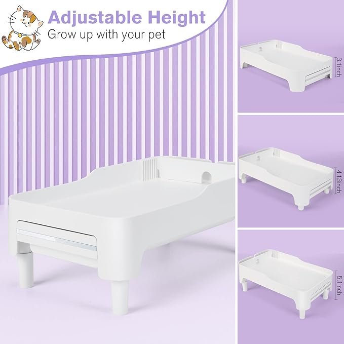 4 BEBOBLY Adjustable Cat Feeder Stand, Elevated Holder for Automatic Feeders, 3-5.1 in, Nonslip, Adjustable