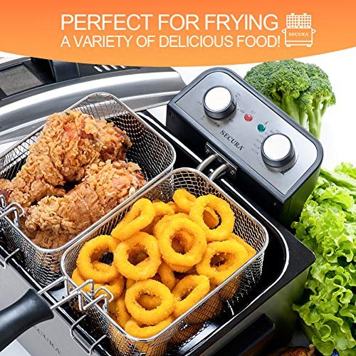 1 Secura Electric Deep Fryer 1800W-Watt Large 4.0L/4.2Qt Professional Grade Stainless Steel with Triple Basket and Timer