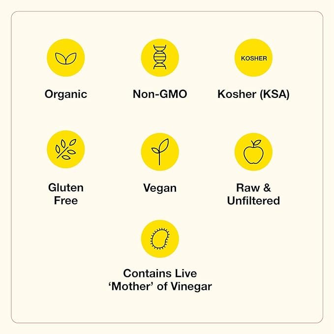1 Organic Apple Cider Vinegar Plus the Mother – Certified by USDA – Unprocessed, Unstrained, 100% Natural Components, 32 Fluid Ounces with Measuring Spoon, Twin Pack