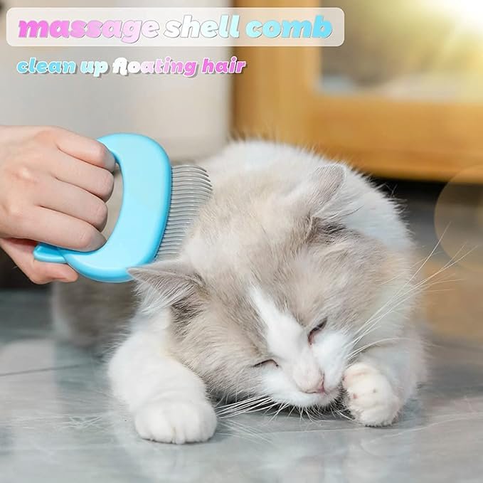 1 Cat Comb Pet Cat Short & Long Hair Removal Massaging Shell Comb Soft Deshedding Brush Grooming and Shedding Matted Fur Remover Massage Dematting Tool for Dog Puppy Rabbit Bunny (3 Piece)