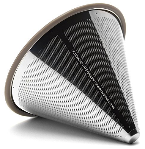1 Stainless Steel Pour Over Filter – Reusable and Durable Coffee Cone Dripper for Ovalware