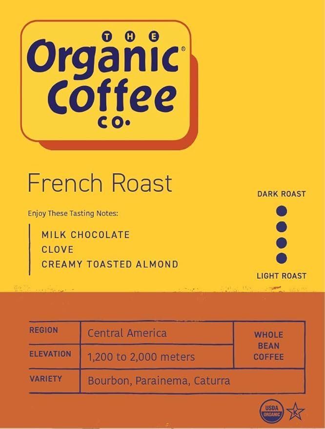 1 The Organic Coffee Co. Whole Bean Coffee - French Roast (2lb Bag), Dark Roast, USDA Organic