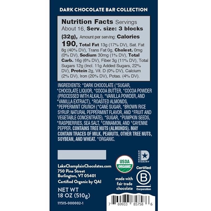 1 Lake Champlain Vegan Dark Chocolate Bar Library Gift Set, 6 Pieces, 1.1 Pounds