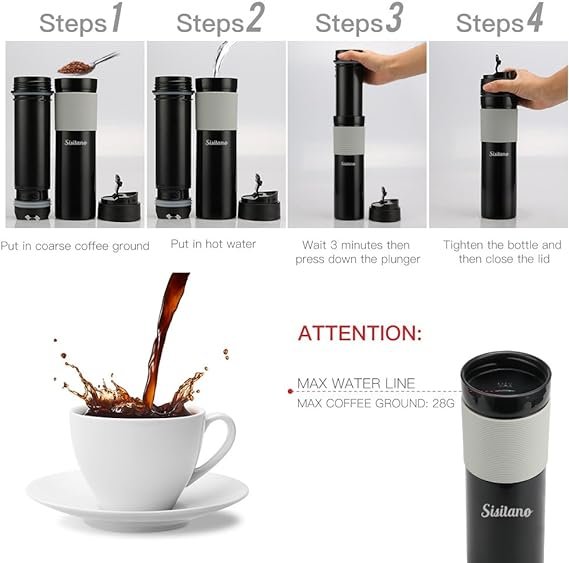 1 Sisitano Portable Coffee Maker and Insulated Cup