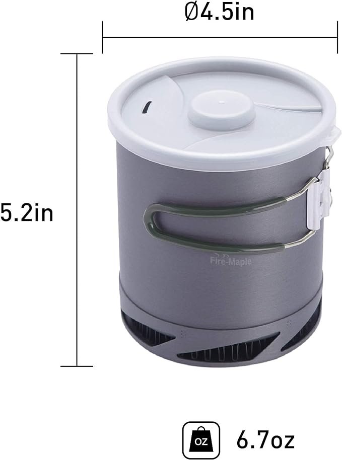 1 Fire-Maple 1L Hard Anodized Aluminum Pot | Outdoor Camping Backpacking Hiking Picnic Pot | Camping Cookware Pot with Heat Exchanger | Perfect Size for Solo Backpacker