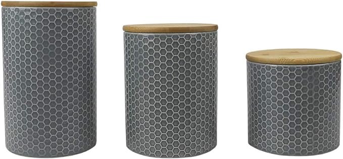 3 Medium Grey Ceramic Canister