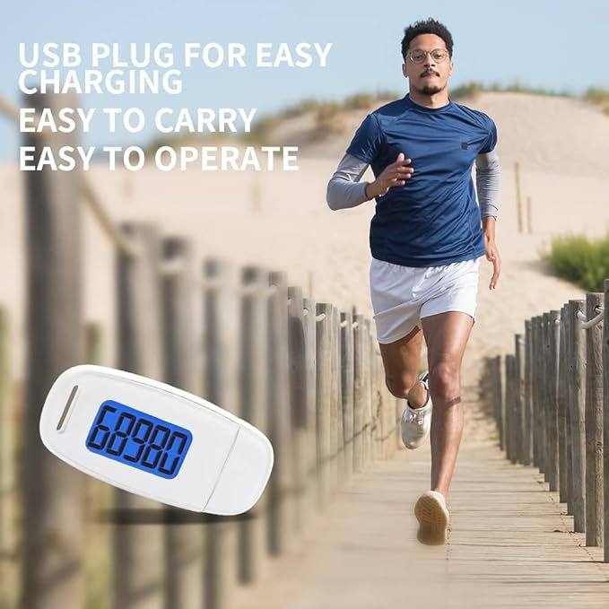 1 Step Counter Digital Display Pedometer with Clip and Strap Pedometer for Walking Accurately Track Steps Fitness Supplies