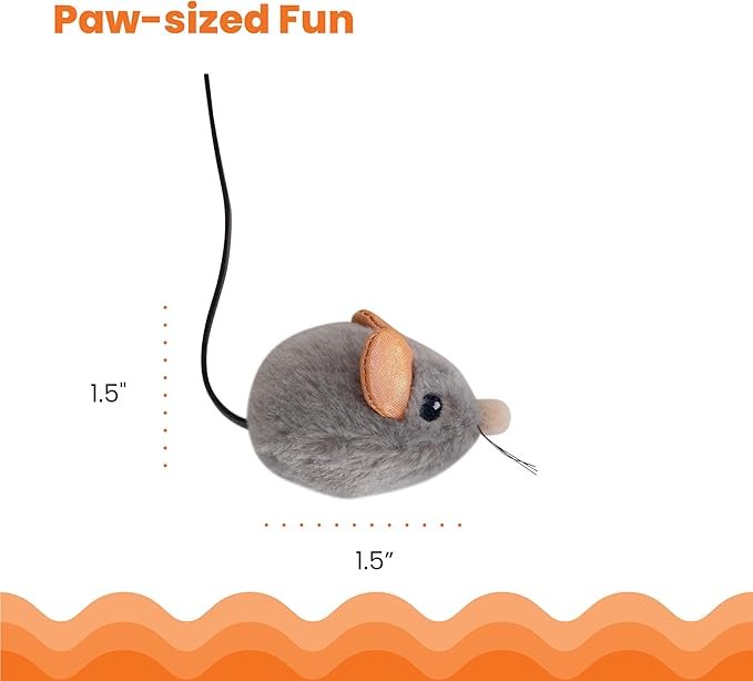 3 Catstages Squeak Squeak Mouse Plush Catnip Cat Toy, Grey