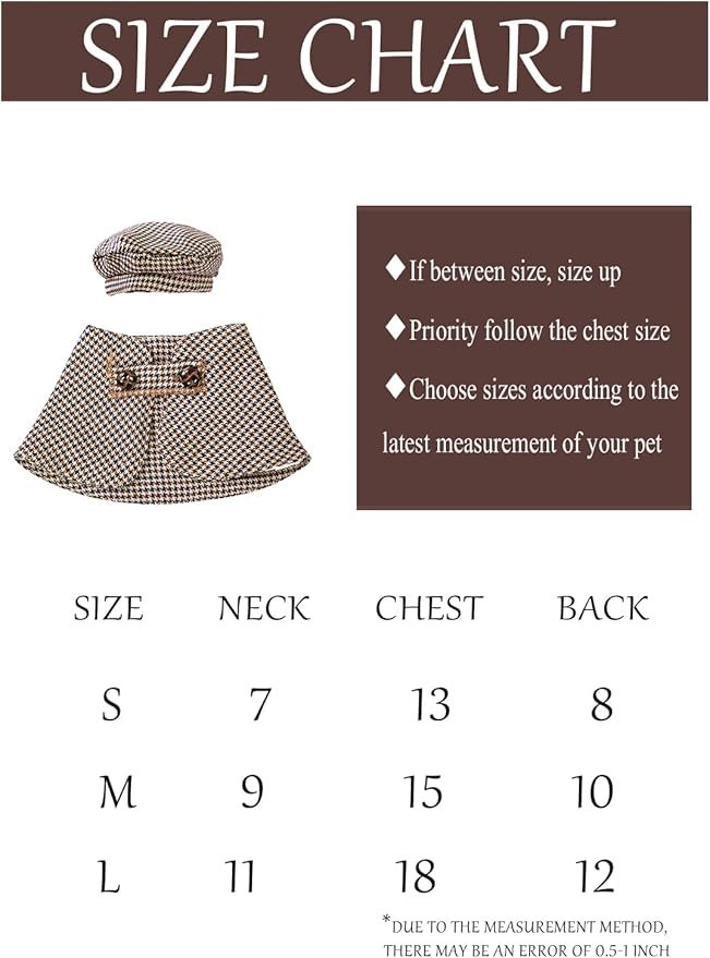 1 Impoosy Cat Halloween Costume Cute Plaid Pet Clothes with Classic Hat Kitten Cosplay Shirts Cope for Cats Outfits (S)