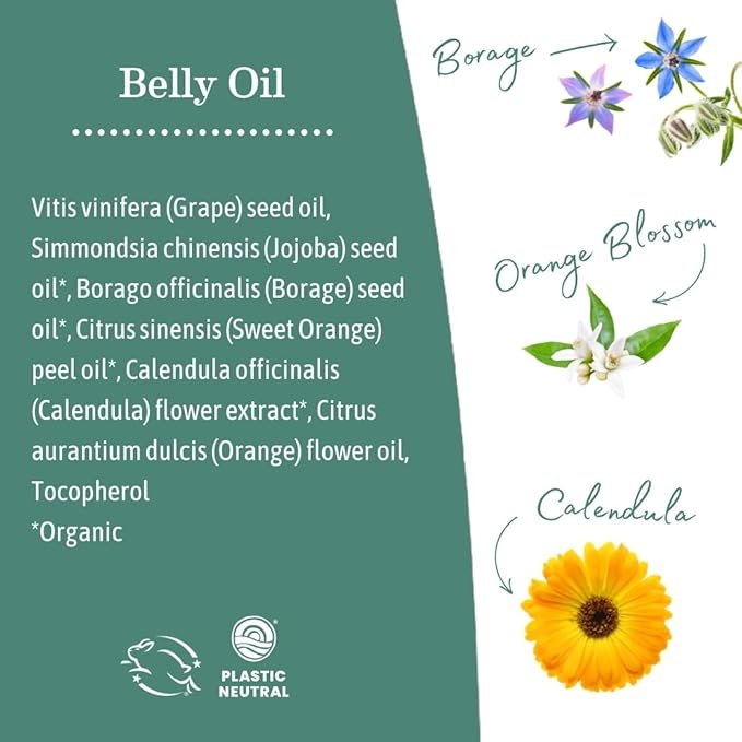 5 Earth Mama Belly Oil for Dry Skin | Calendula Skin Care Moisturizer Oil to Encourage Natural Elasticity and Help Prevent Stretch Marks During Pregnancy and Postpartum, 4-Fluid Ounce