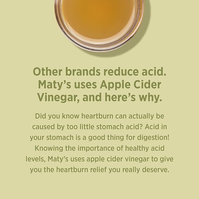 2 Matys Acid & Indigestion Relief Gummies – Safe & Effective, All Natural Heartburn Antacid Alternative Made with Apple Cider Vinegar, Ginger & Turmeric – 40ct Count