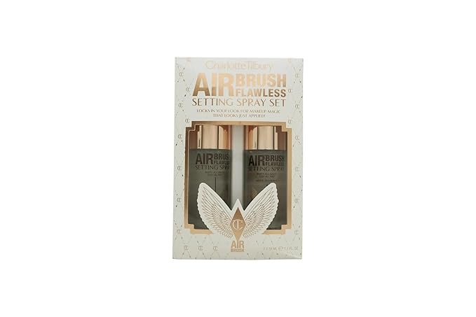 1 Charlotte Tilbury Setting Spray Duo Airbrush Flawless, Travel Size Gift Set::Original & White Tea of Bali Scented, Clear