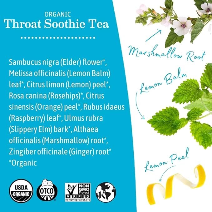 3 Throat Soothie Tea with Elderflower for Immune Support | Formulated with No Licorice | Safe for Kids & During Pregnancy, 16-Count
