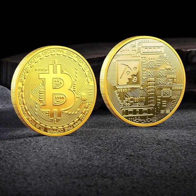 1 Gold Plated Physical Bitcoin Coin (BTC) - Ethereum (ETH) Shiba Inu (SHIB) Binance(BNB) Polkadot (DOT) Dogecoin (Doge) Commemorative Coin - Blockchain Crypto Coin Set Display