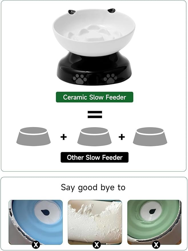2 Y YHY Slow Feeder, Elevated Food Bowl Tilted Design for Dog and Cat for Dry and Wet Food