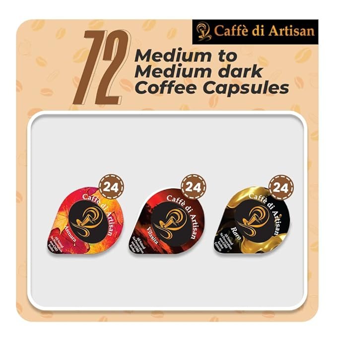 4 Artisan Reserve Combo - 72 Single Serve Coffee Pods, Medium to Medium Dark Roast Concentrate Capsules, Includes Complimentary Frother.