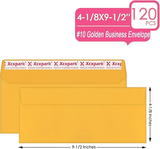 1 120 PCS #10 Golden Self Seal Kraft 4-1/8 x 9-1/2 inches Security Envelopes, Windowless Invisible Envelopes Super Strong Quick Seal Envelopes Security Tint Pattern Secure
