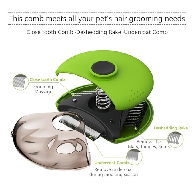 1 3 in 1 Pet Grooming Brush,Deshedding Tool for Long and Short Haired Cat or Puppy,Cat Comb for Removing Tangles and Knots,Portable Cat Professional Grooming Tools Designed for Traveling