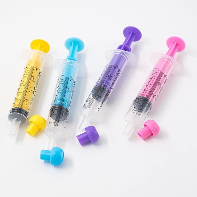 2 4Pcs Animal Syringe Feeder Chromatic Plastic Syringe Pet Feeding for Puppies, Cat, Rabbits and Other Baby Animals.