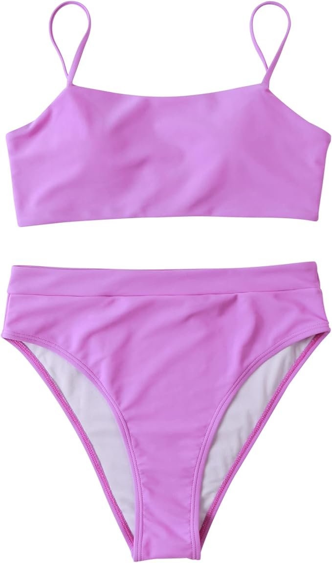 1 MOSHENGQI Two-Piece Bikini with High Waist and Shoulder Straps