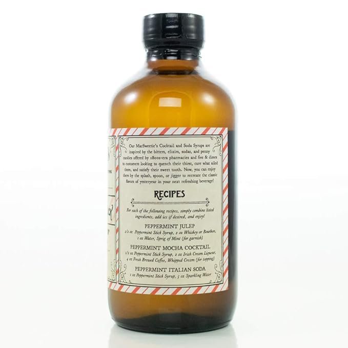 1 Peppermint Twist Cocktail Syrup - Premium Mint Flavor for Cocktails - 8 fl oz Bottle