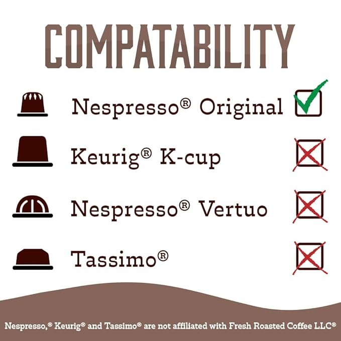 3 Fresh Roasted Coffee for Nespresso OriginalLine, Single Origin Organic Colombian Tolima, Medium, 60 Count Aluminum Capsules