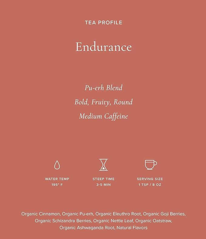 3 Art of Tea | Endurance 3.5oz Tin (Puerh, Ashwaganda, and Nettle Leaf Tea) | Wellness Loose Leaf Artisan Tea