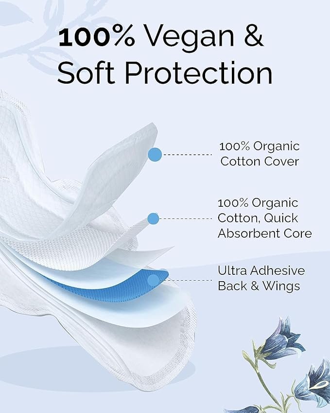 1 Ultra Thin Sanitary Pads Large with Wings (28cm, 28 Counts) + LABON Premium Vegan Organic Menstrual Sanitary Pads Quick Regular Absorbency (Large, 28pcs)