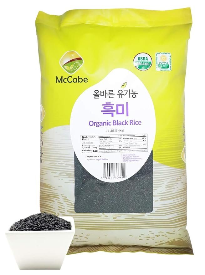 1 McCabe Organic Black Rice - Gluten Free Black Rice - Rich in Fiber & Minerals | USDA and CCOF Certified | Packed in USA | 12 lbs