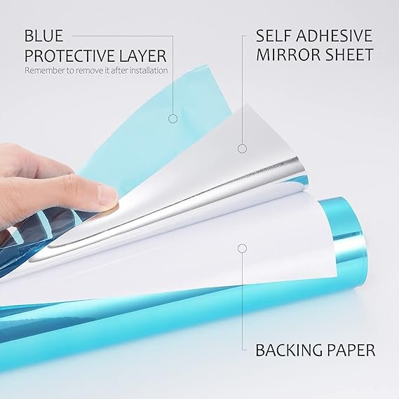 3 Sticky Reflections: 12x315 Mirror Decals, Bendable Mirror Sheets, Adhesive Mirror Film, DIY Mirror Paper for Creative Projects